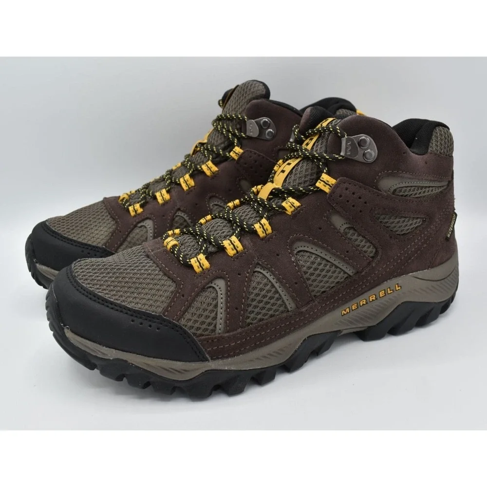 Merrell Mens Size 9.5 Oakcreek Mid Waterproof Expresso Hiking Boots Shoes